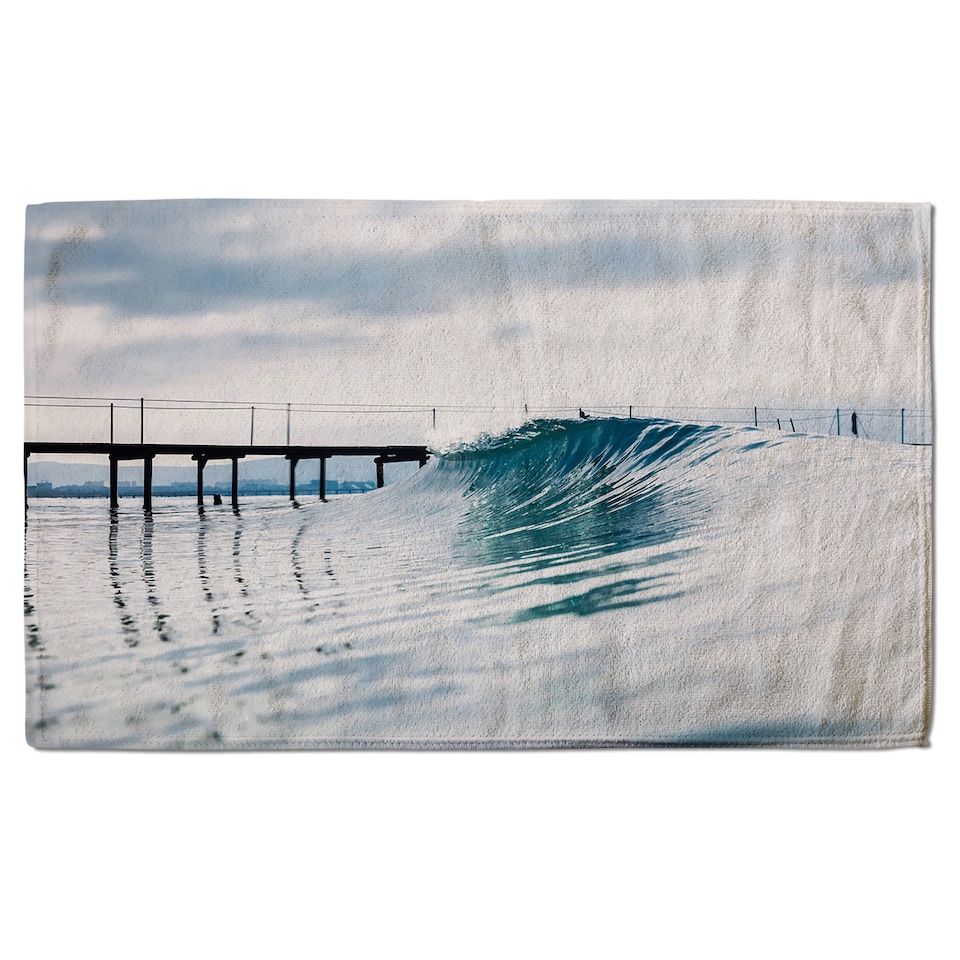 image 1 of Ocean ideal wave in ocean. Breaking blue waves Designer Bath Towel | Multi