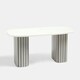 image 3 of OHS Ribbed Curved Home Furniture Living Room Decor Coffee Table White | White Marble