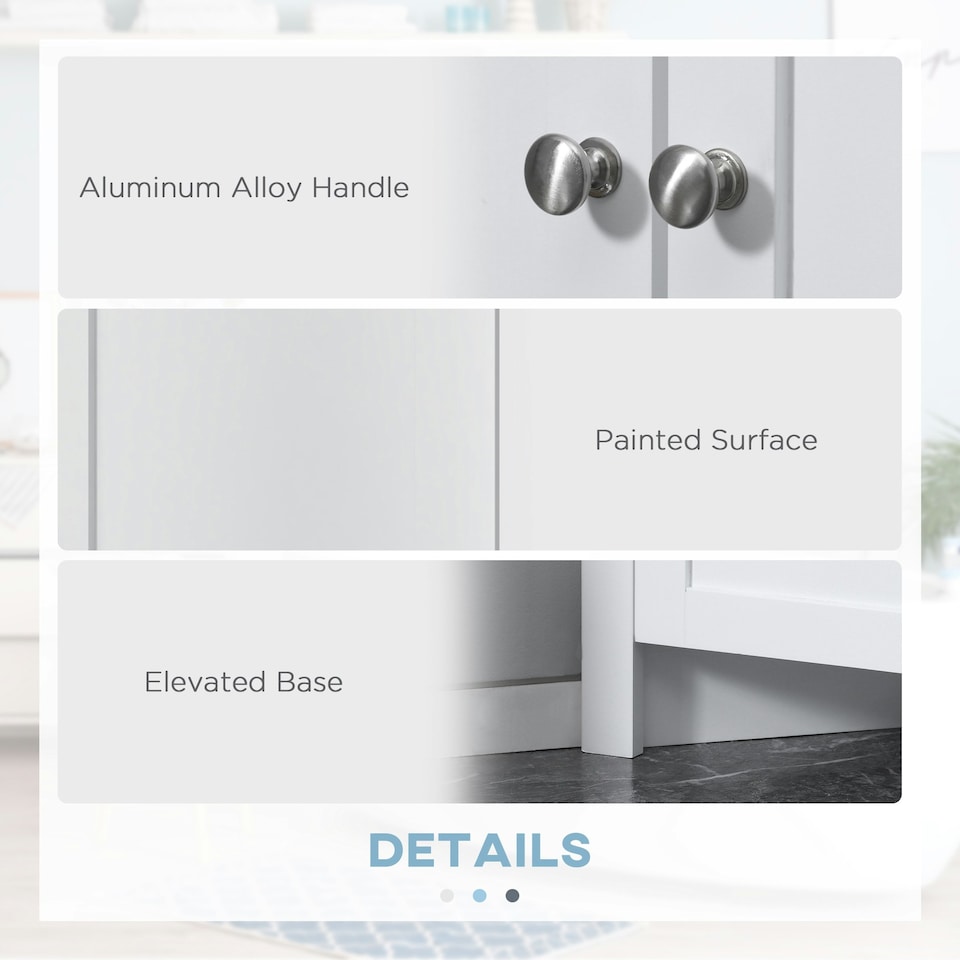 image 1 of kleankin Corner Bathroom Cabinet, Double Doors and Adjustable Shelves, White