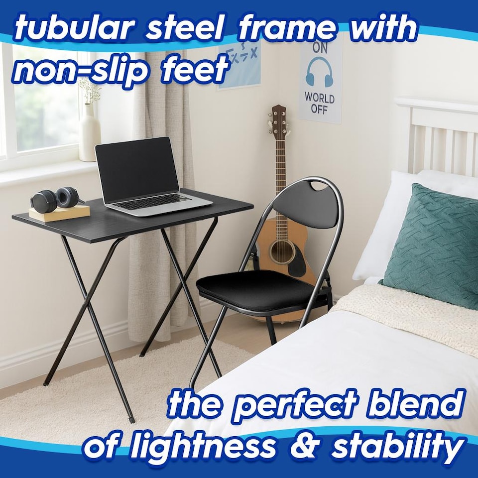 image 1 of Harbour Housewares Wooden Folding Desk - Black/Black | Black | Black