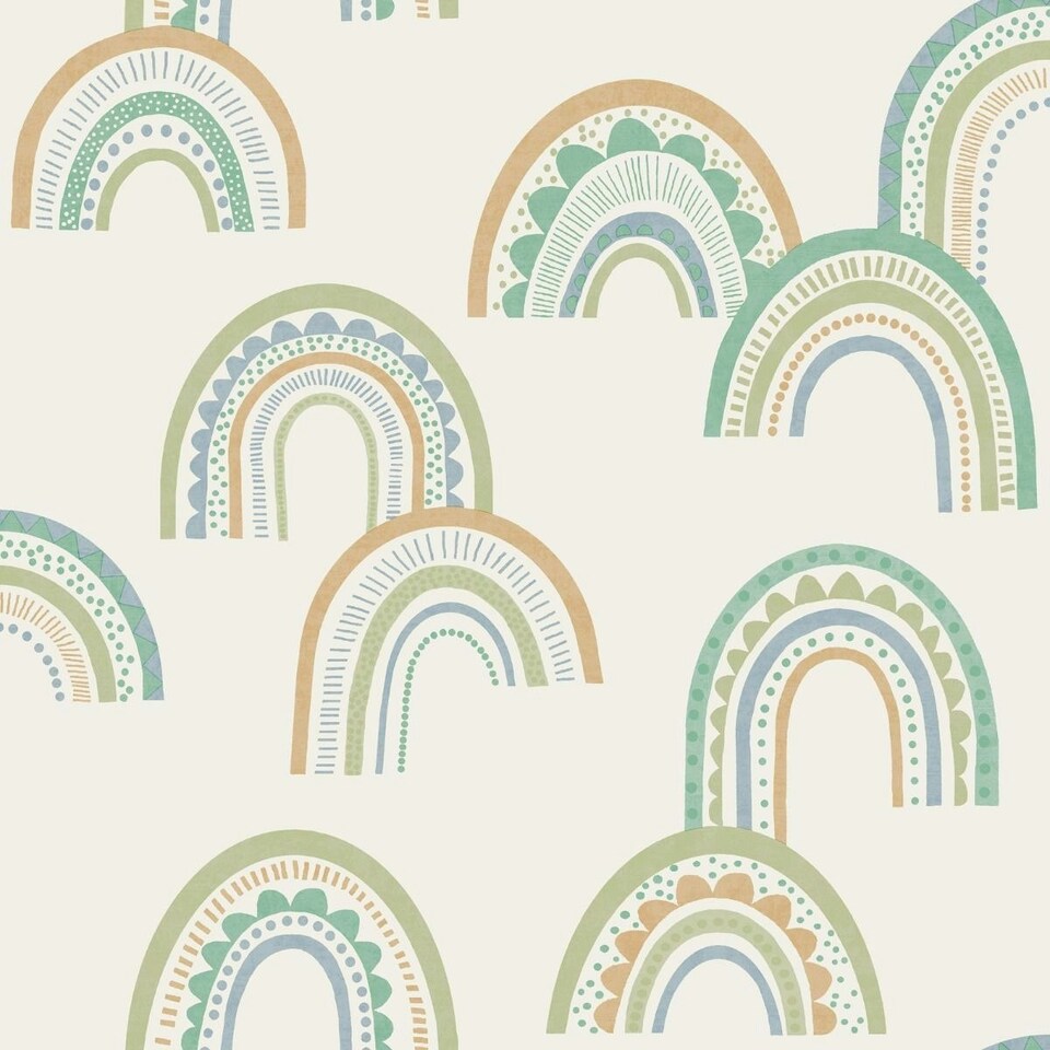 image 1 of Holden Décor Boho Rainbow Wallpaper - Green/Teal - 10m x 53cm Green