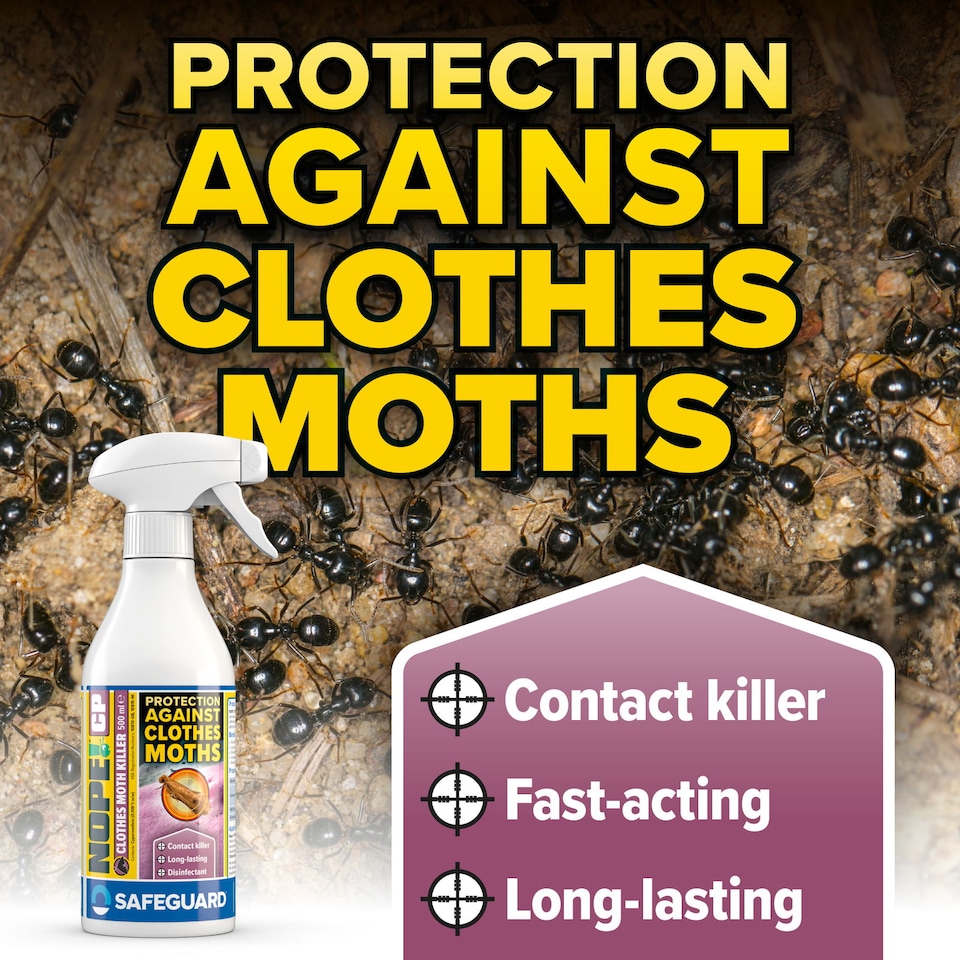 image 1 of NOPE CP Moth Killer Spray (500ml) Fast acting, Odourless, Long-lasting Moth Repellent for Home, Clothes, Wardrobe, Room, Carpets