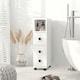 image 2 of kleankin Slimline Bathroom Storage Unit w  2 Drawers 2 Open Compartments Wheels Handles Freestanding Compact Home Office Furniture White