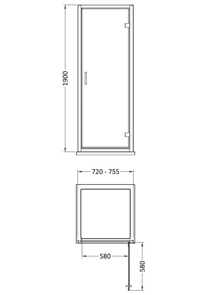 image 1 of Balterley 760 x 1900mm Hinged Door