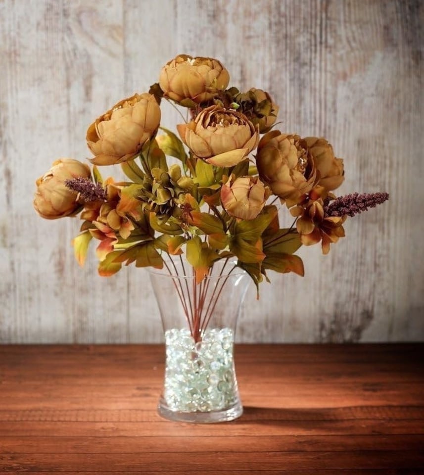 Best Artificial Vintage Coffee Peony Bouquet spray for decoration wedding