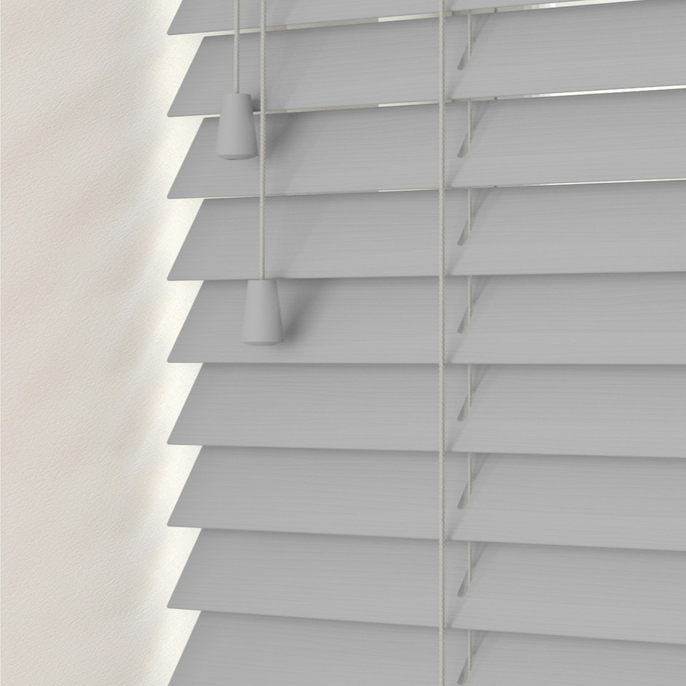 image 1 of Faux Wooden Venetian Blind, Tape 135cm x 120cm | Grey | Light Grey