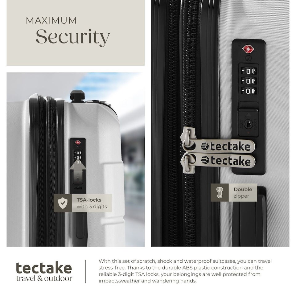 image 1 of Suitcase Luggage Set - L, M and S sizes, ABS plastic, swivel wheels, combination lock | White | white | 1