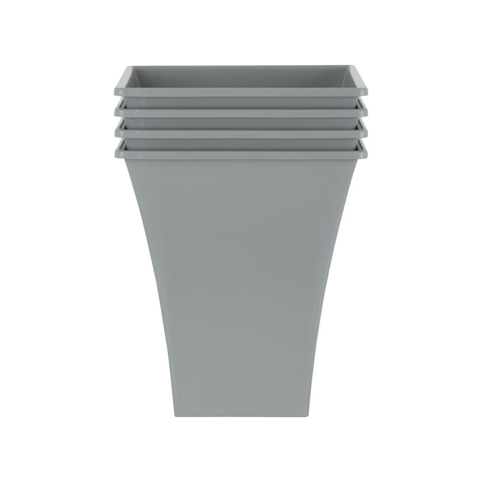 image 1 of Wham Metallica 4 x 23cm Square Plastic Garden Planters | Grey | Cement Grey
