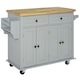 image 1 of HOMCOM Rolling Kitchen Island Cart w/ Rubber Wood Top, Towel Rack