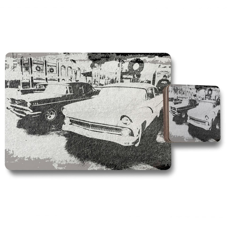 Cool cars satin silver (Placemat & Coaster Set)
