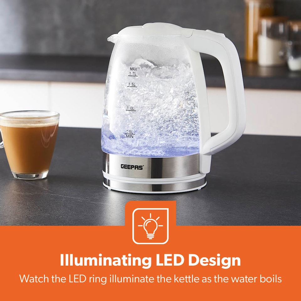 image 1 of GEEPAS Illuminating Electric Glass Kettle 1.7L