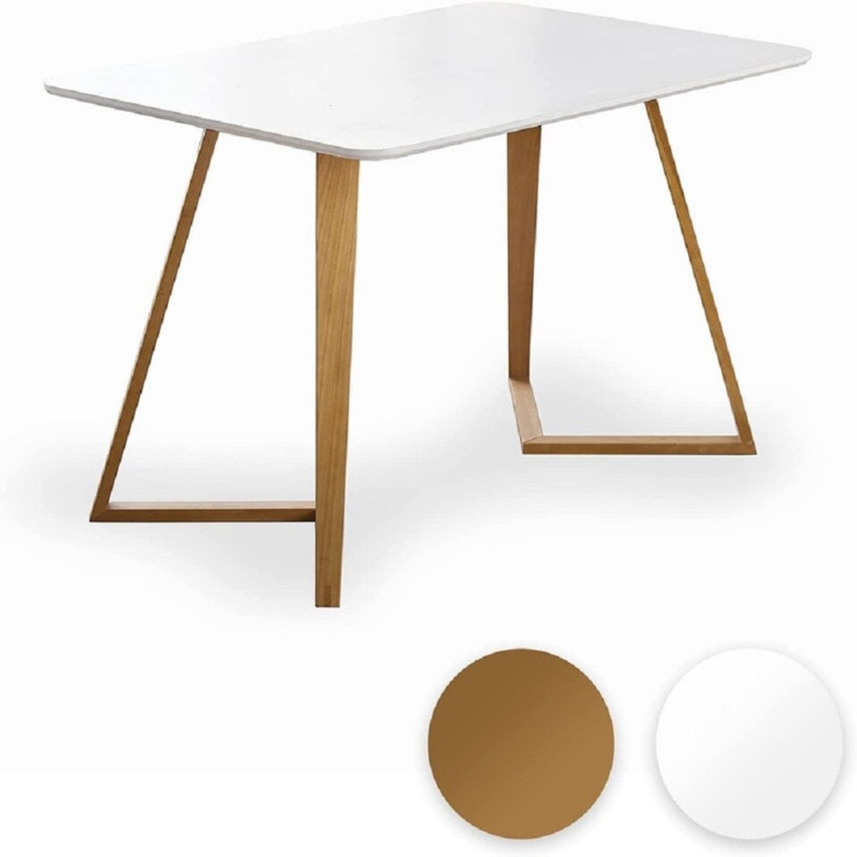 image 1 of Dallas Scandinavian Rectangular Dining Table, Modern Kitchen Table, Solid wood Dining Room Table White