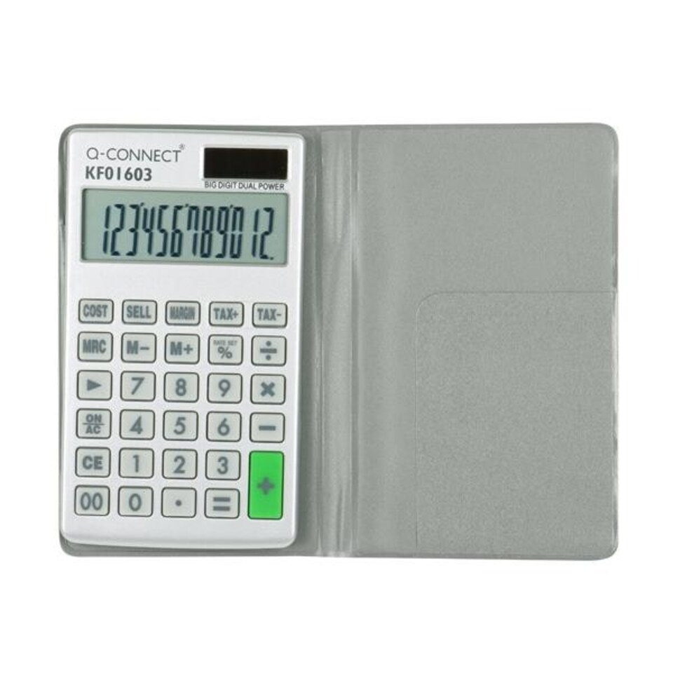 Q-Connect Silver Large 12-Digit Pocket Calculator