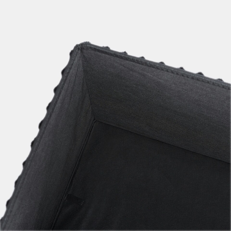 image 1 of OHS Soft Fleece Ribbed Long Rectangle Foldable Footstool Seat Storage Organiser Ottoman Black