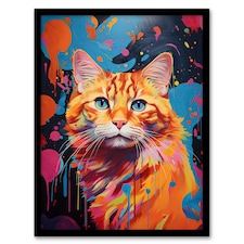 Orange Tabby Cat Lover Gift Pet Portrait Black Framed Wall Art Print A4