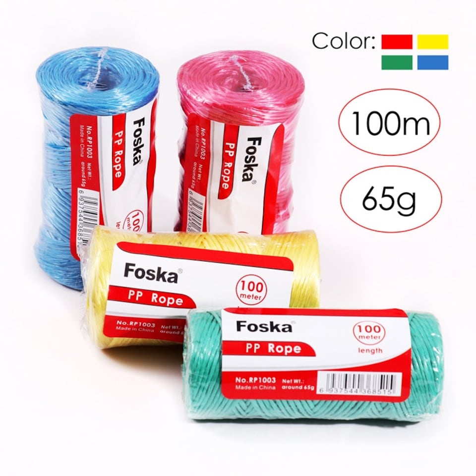 image 1 of 100m Plastic Colourful PP Rope 65g