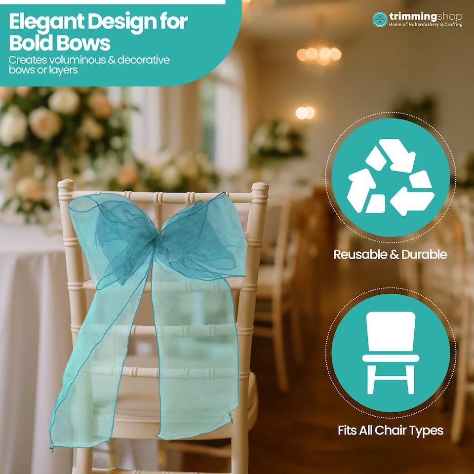 image 1 of 17 x 280cm Organza Chair Sashes, Sheer Sash Ties - 25pcs