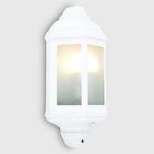ValueLights Kayleigh White PIR Motion Sensor Outdoor Wall Light & Warm White LED Bulb