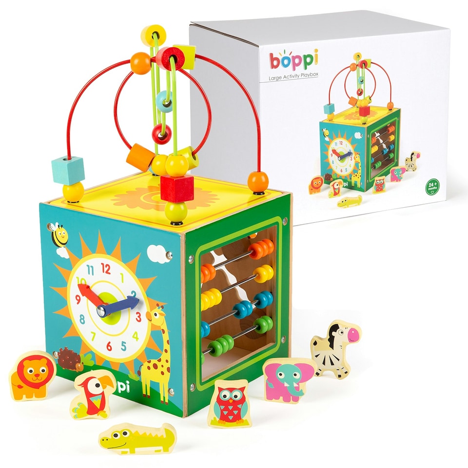 image 1 of boppi 5 in 1 Large Wooden Activity Cube