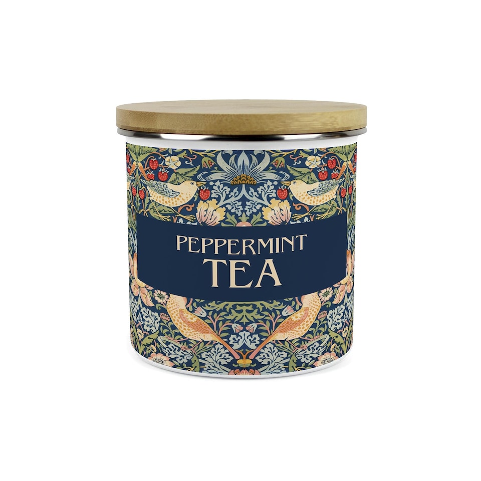 image 1 of Blue Strawberry Thief Large Peppermint Tea Canister