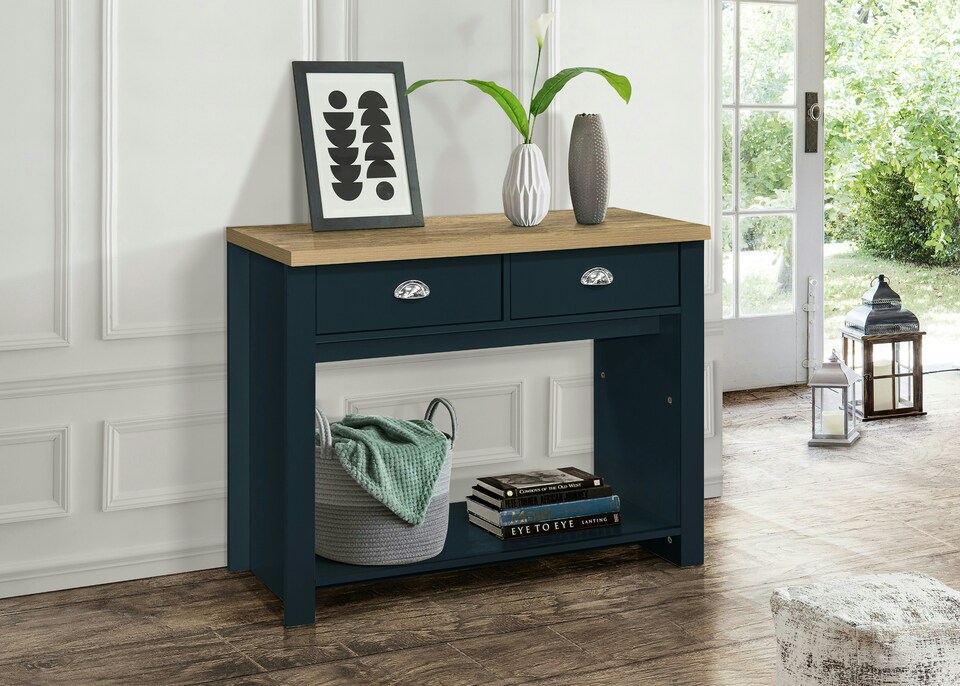 image 1 of Highgate 2 Drawer Console Table Navy