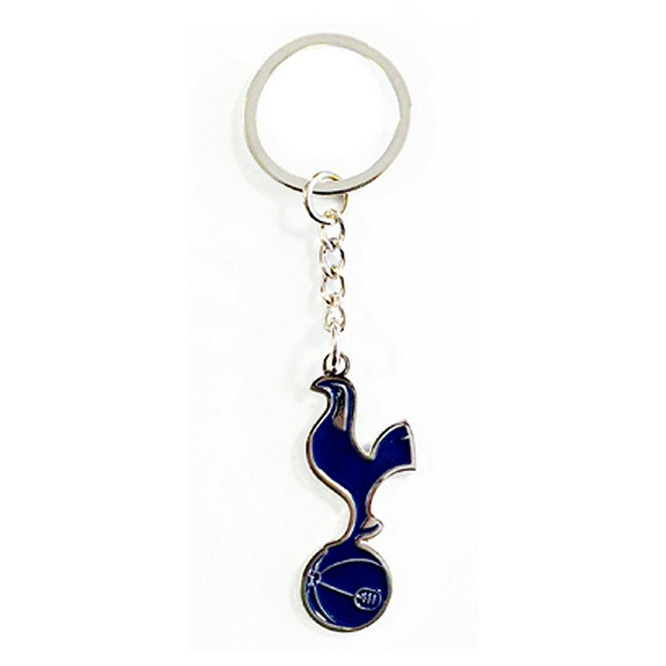 Tottenham Hotspur FC Official Metal Football Crest Keyring - Navy/Silver - One Size