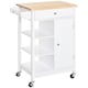 image 1 of HOMCOM Kitchen Trolley, Kitchen Island on Wheels, w Wood Top, 3 Shelves and Storage Cupboard, White