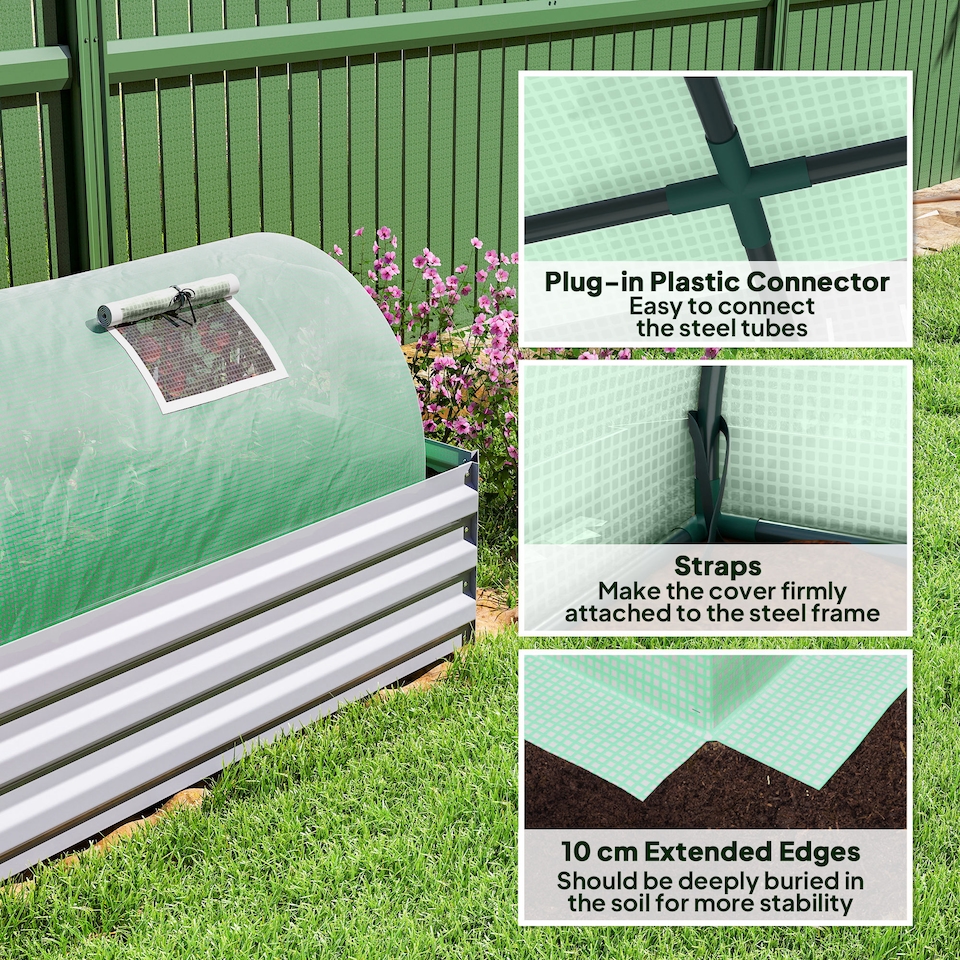 image 1 of Outsunny PE Mini Greenhouse, 3 M Portable Tunnel Green House w 5 Mesh Windows