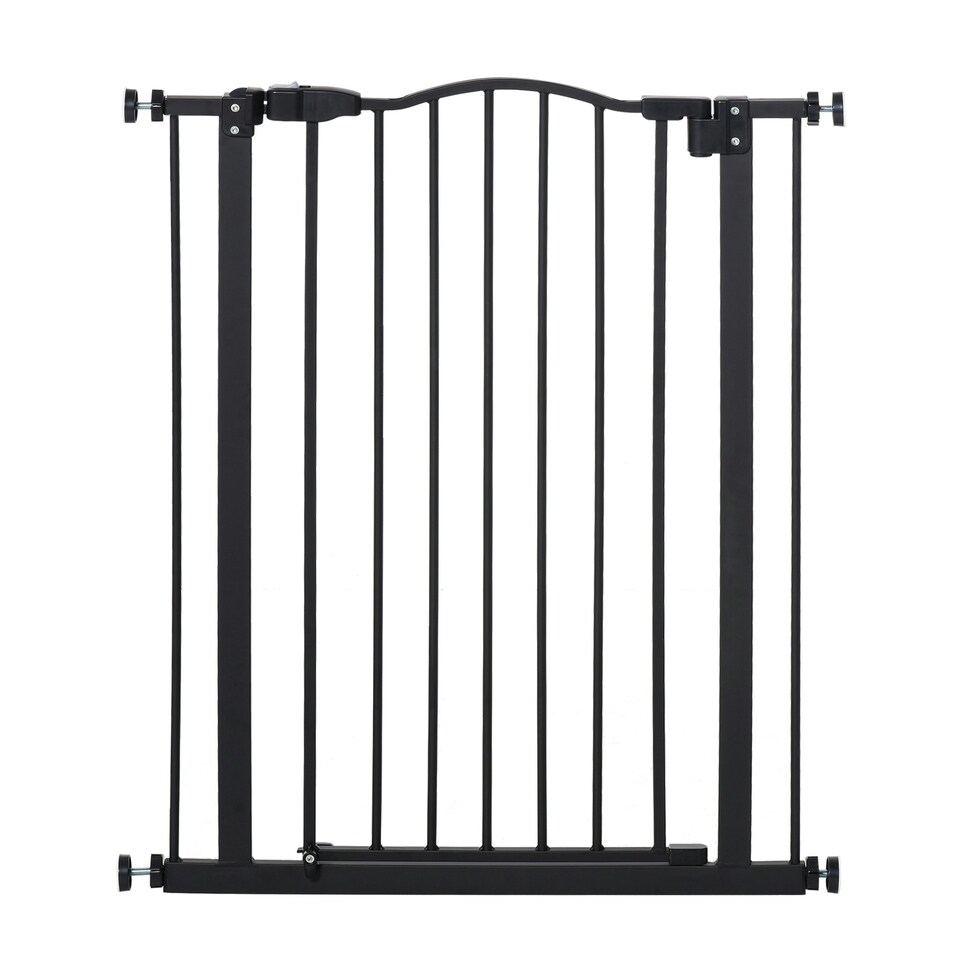 image 1 of PawHut 74-80cm Adjustable Metal Pet Gate Safety Barrier w/ Auto-Close Door Black
