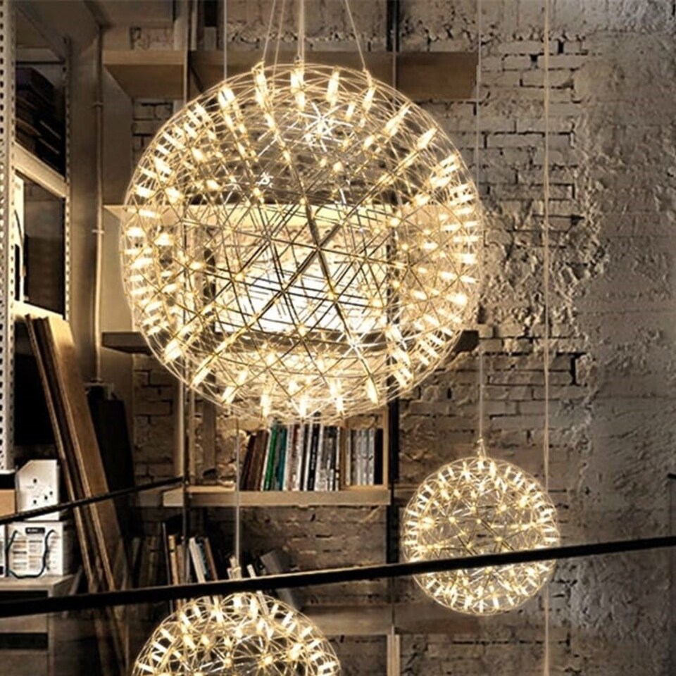 image 1 of CGC FAWKES Warm White 120 cm XXXL Large Gold Firework / Starburst LED Pendant Light Chandelier Gold