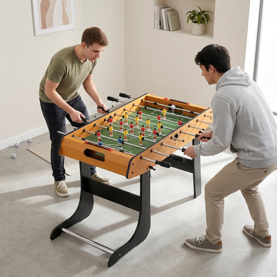 image 1 of HOMCOM Folding Football Gaming Table Mini Foosball Soccer Table, Family Fun