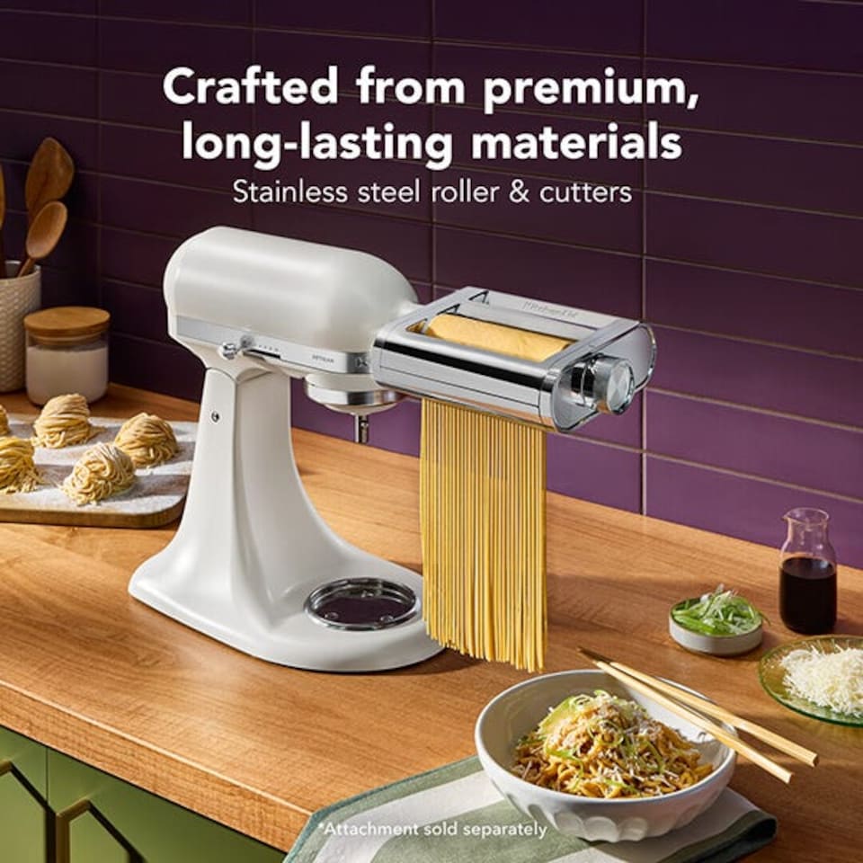 3-in-1 Metal Pasta Maker Attachment For KitchenAid Mixers - Roll, Cut Spaghetti & Fettuccine Like A Pro