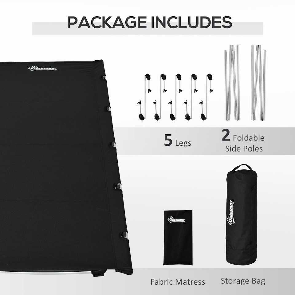 image 1 of Outsunny Lightweight Camping Cot Portable Compact Sleeping Bed w/ Carry Bag