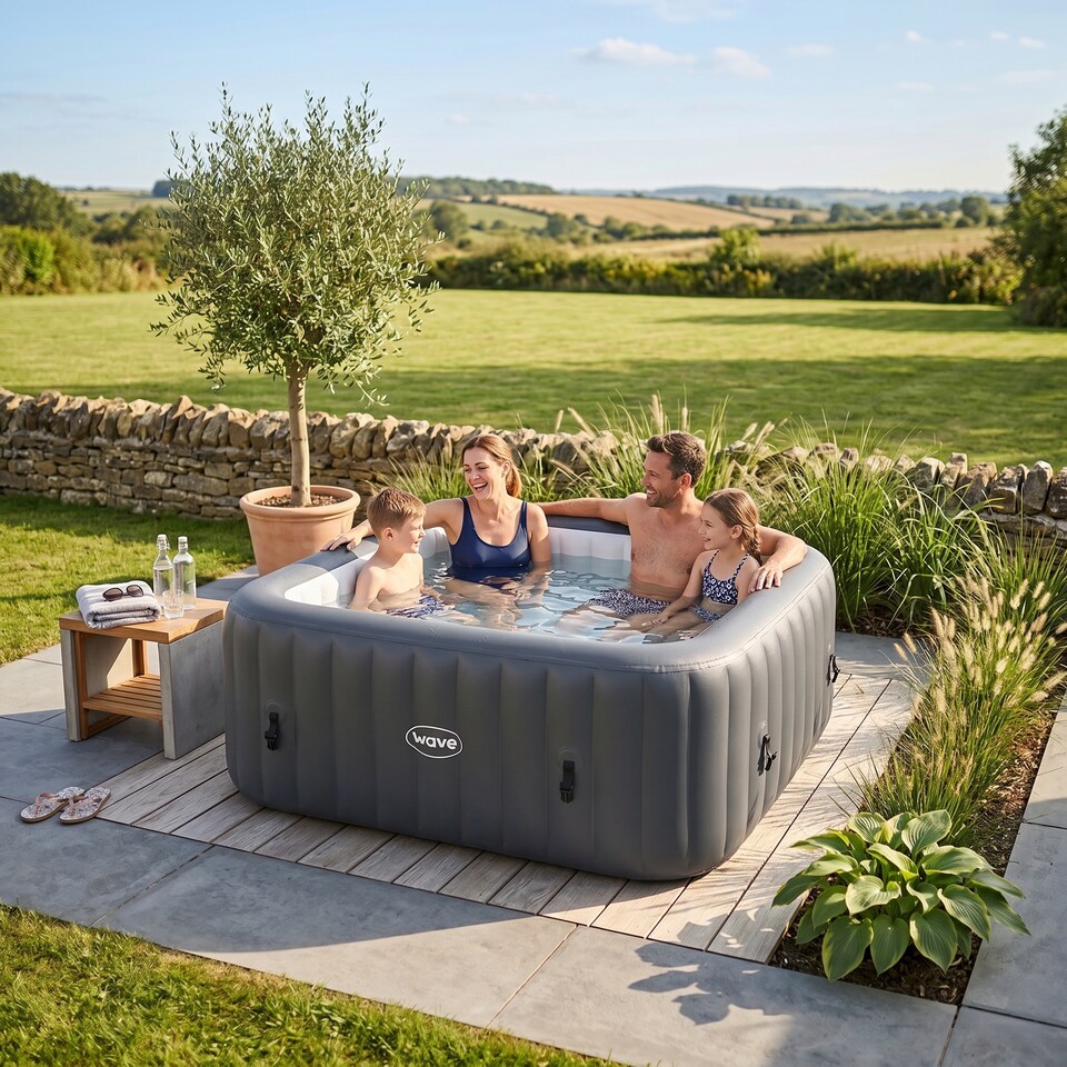 image 1 of Wave Pacific 6 Person Inflatable Hot Tub, Dark Grey