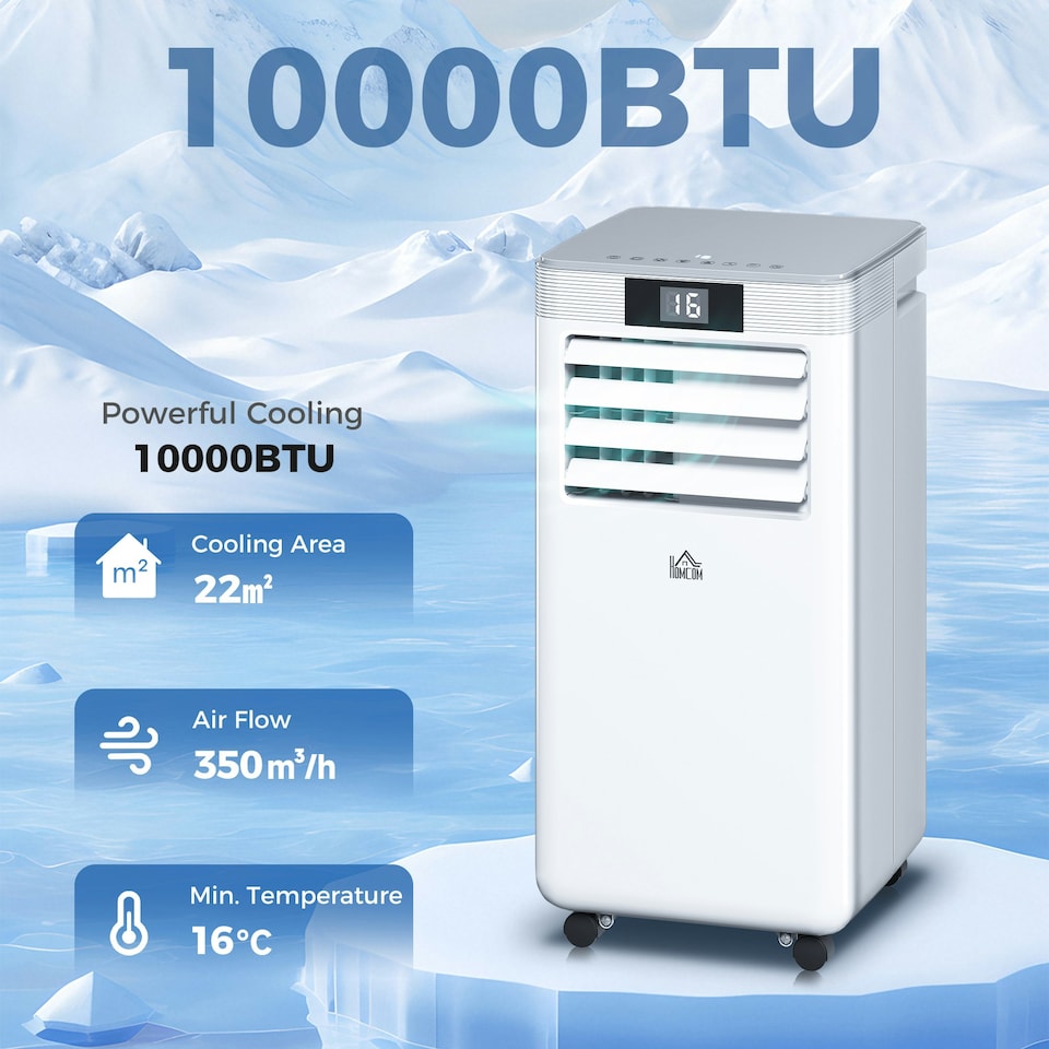 image 1 of HOMCOM 10000 BTU Mobile Air Conditioner Indoor Portable AC Unit w/ RC, White