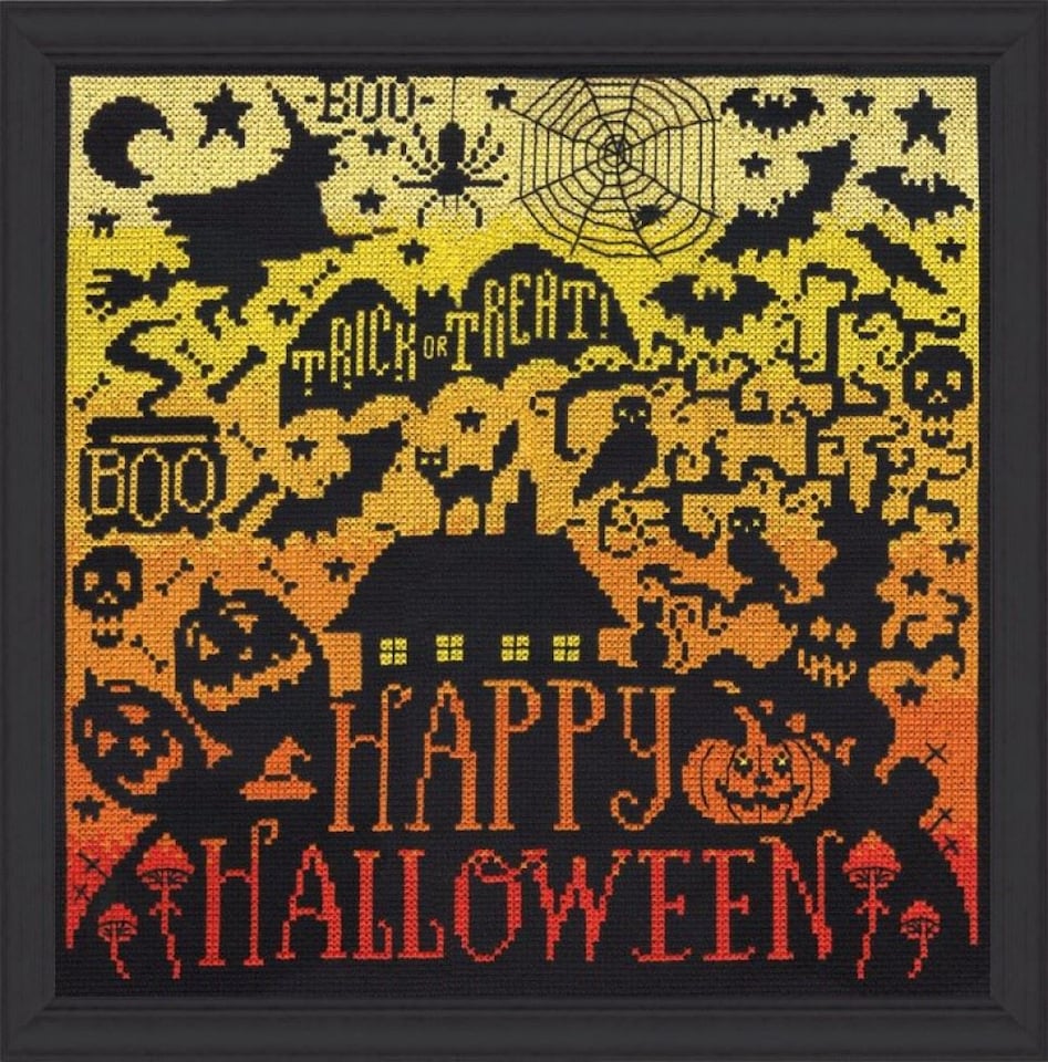 Design Works Happy Halloween Counted Cross Stitch Kit, Gothic Pattern, 25.5cm x 25.5cm