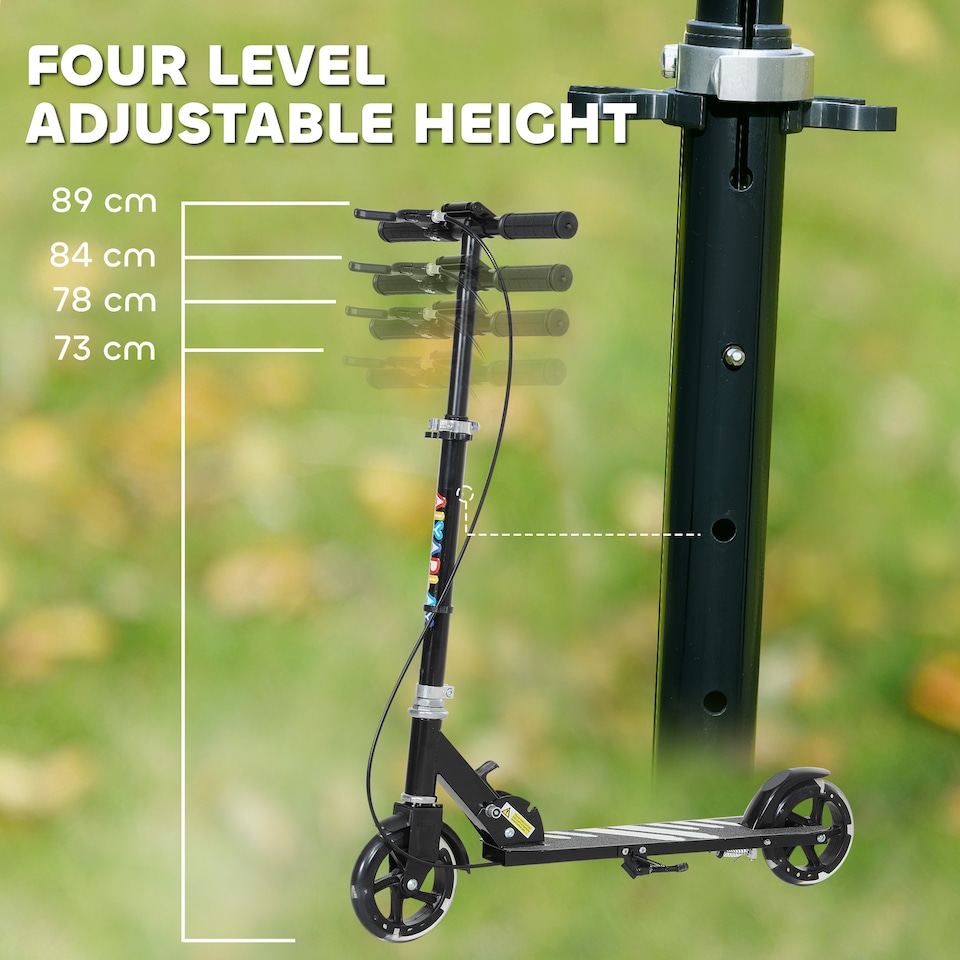 image 1 of AIYAPLAY Scooter for Kids, Folding Kick Scooter w/ Adjustable Handle, Black