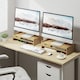 image 2 of HOMCOM Monitor Riser Laptop PC Plinth Stand Desktop Organiser W/ Drawer Bamboo