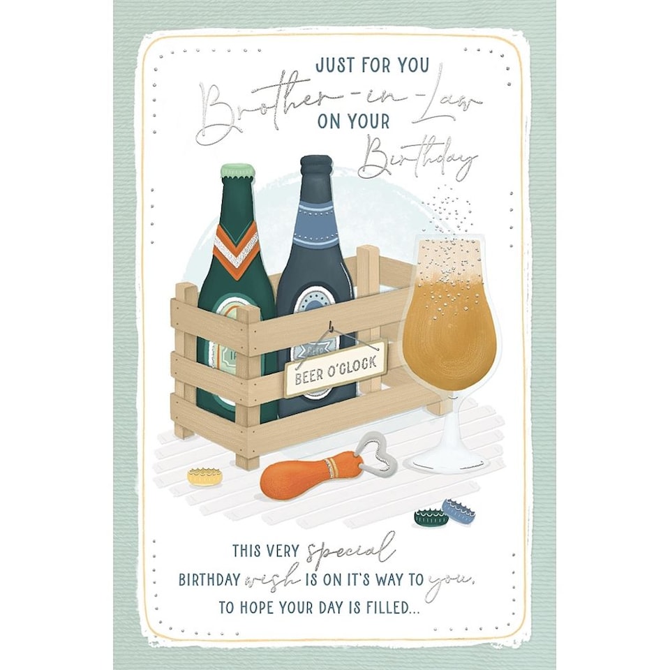 image 1 of Beer Theme Design with Decorative Illustrations Brother in Law Birthday Card