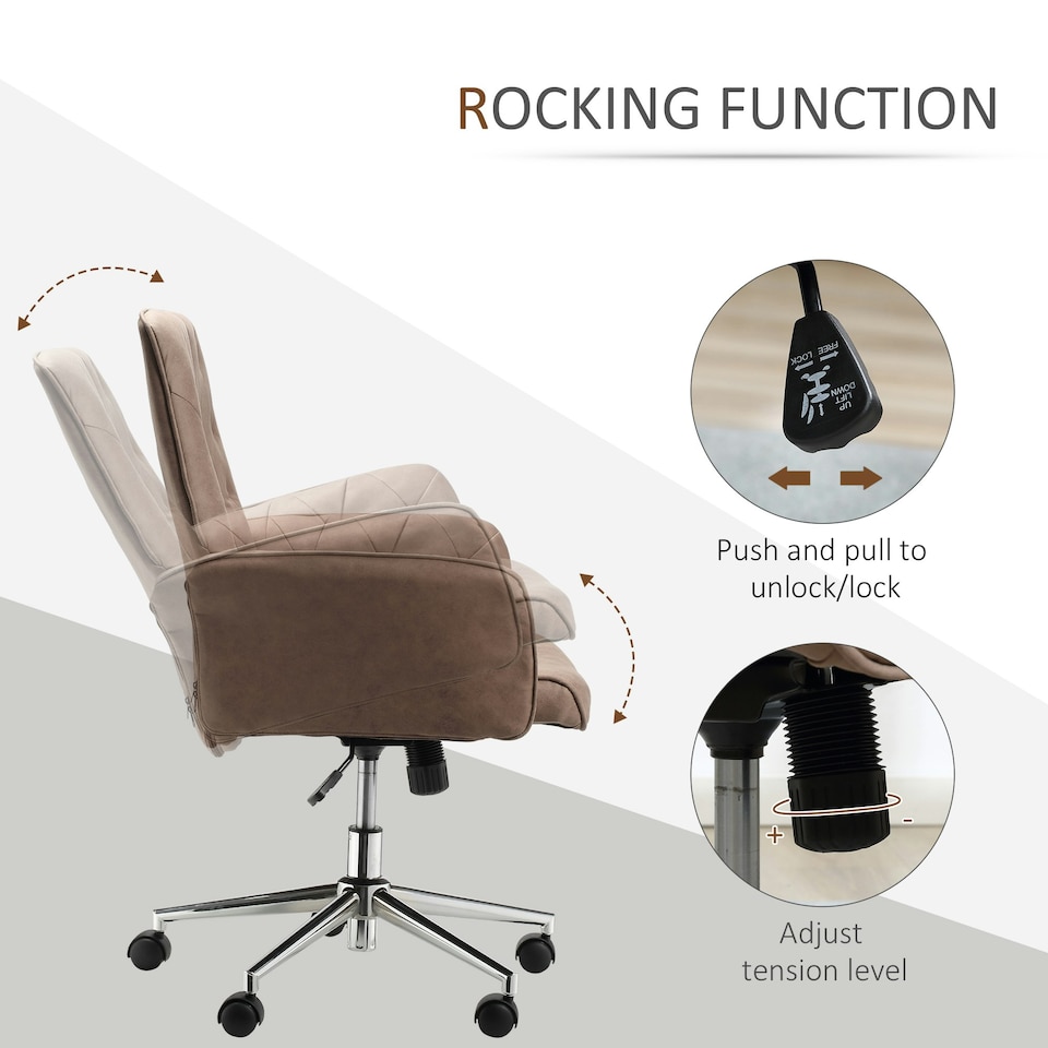 image 1 of Vinsetto Computer Chair w/ Armrest Modern Style Tufted Home Dining Room Brown