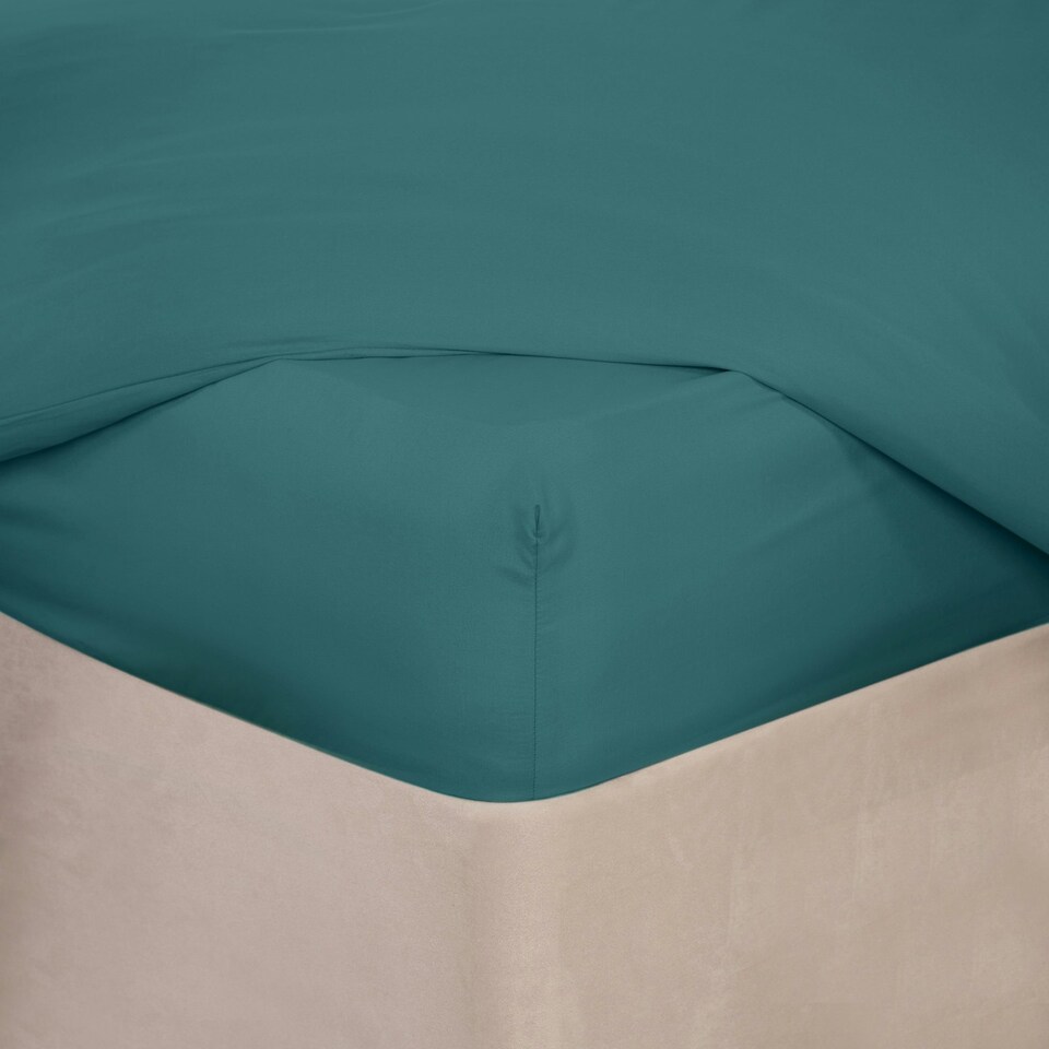image 1 of OHS Plain Fitted Bed 25cm Deep Elasticated Sheet Green | Teal | Super King