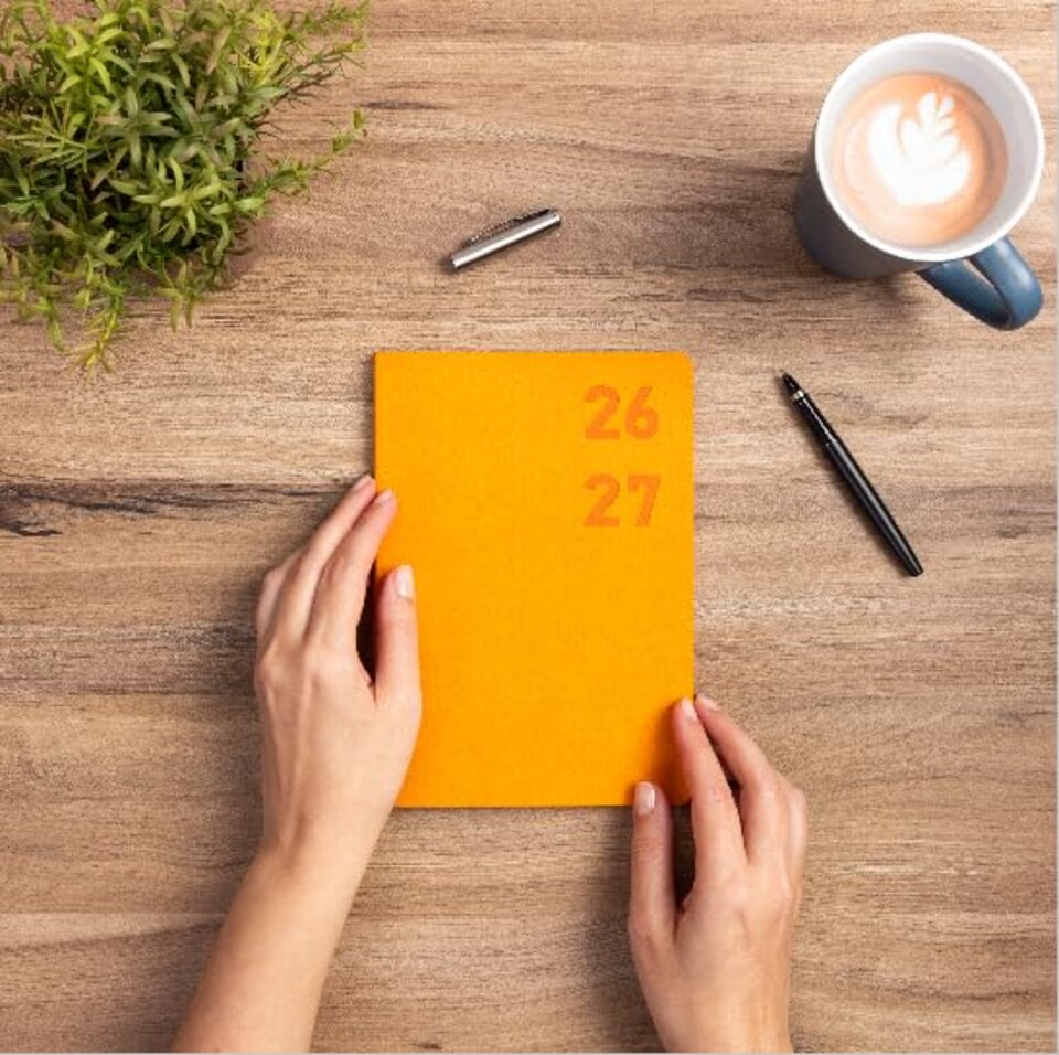 image 1 of 2026 - 2027 Academic Diary A5 Week to View - Mid Year Planner August 2026 to July 2027 - Softcover Felix - Term Dates Notes Timetable | Orange | Orange