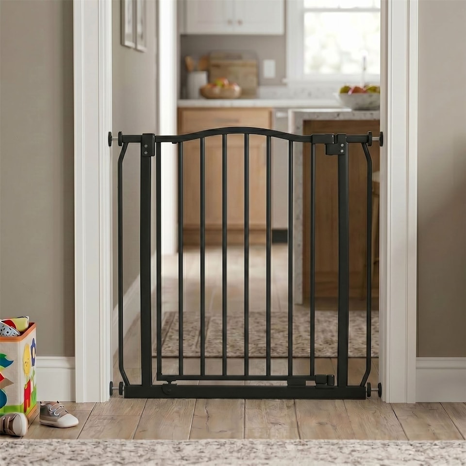 image 1 of Safetots Extra Tall Curved Top Safety Gate, 125cm - 134cm, Matt Black, Extra Tall 100cm in Height, Pressure Fit Stair Gate, Baby Gate for Doors Hallways and Spaces, Safety Barrier, Easy Installation