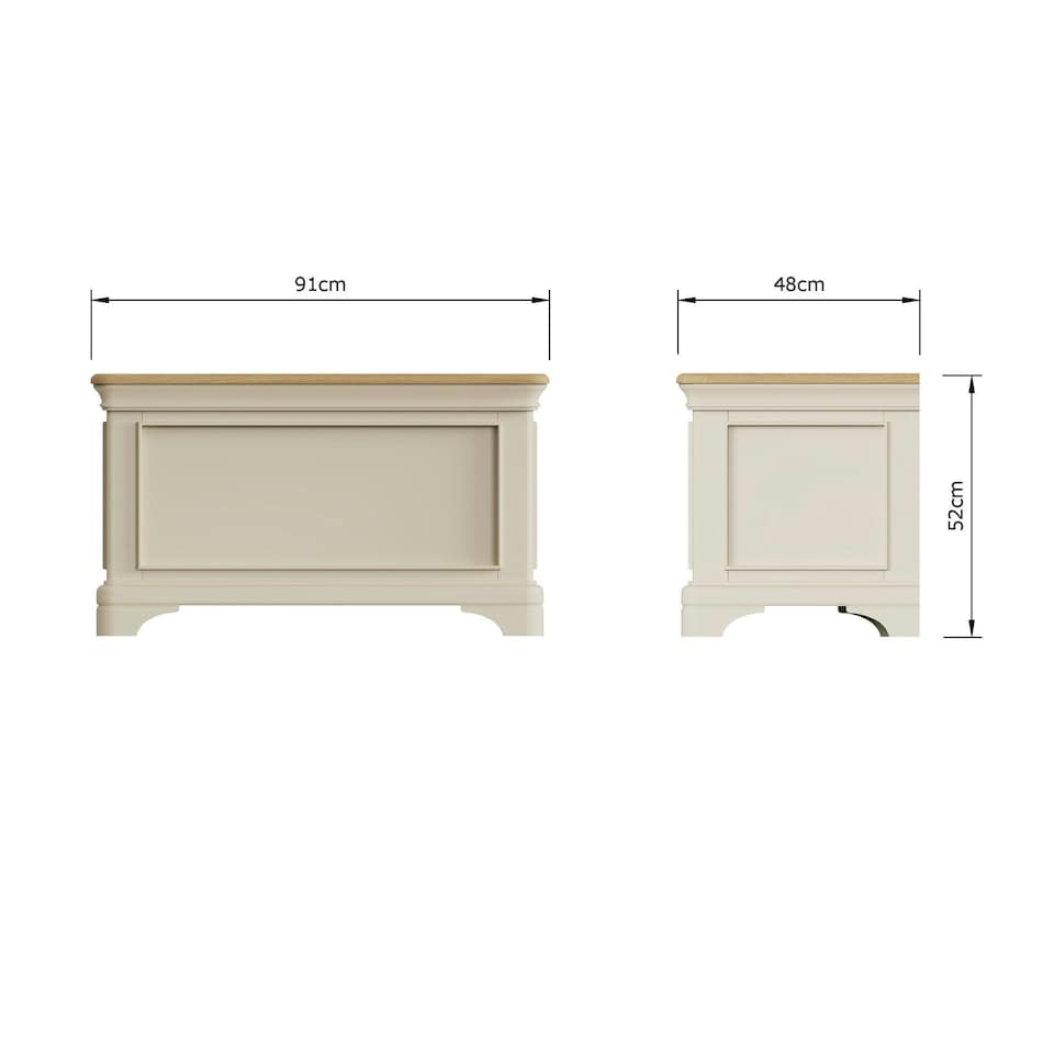 image 1 of Faire Ottoman Blanket Box in Putty with Oak Top Cream