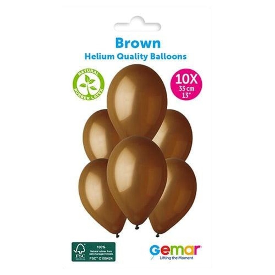 image 1 of Chocolate Brown Bio Latex Balloons 33cm / 13 in - Pack of 10