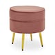 image 1 of Interiors by Premier Pink Velvet Round Footstool, Ottoman Small Footstool with Soft Upholstery, Velvet Pouffe for Home