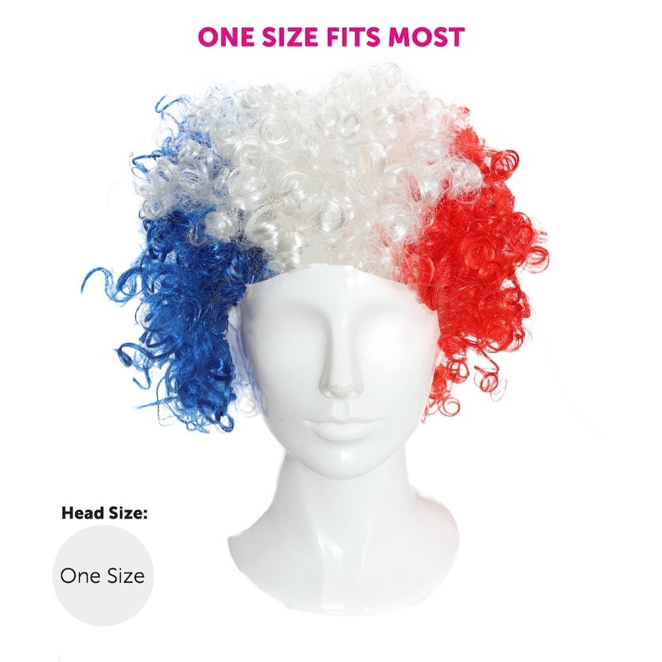 image 1 of Pack of 24 French Supporters Curly Wig Multi | One Size