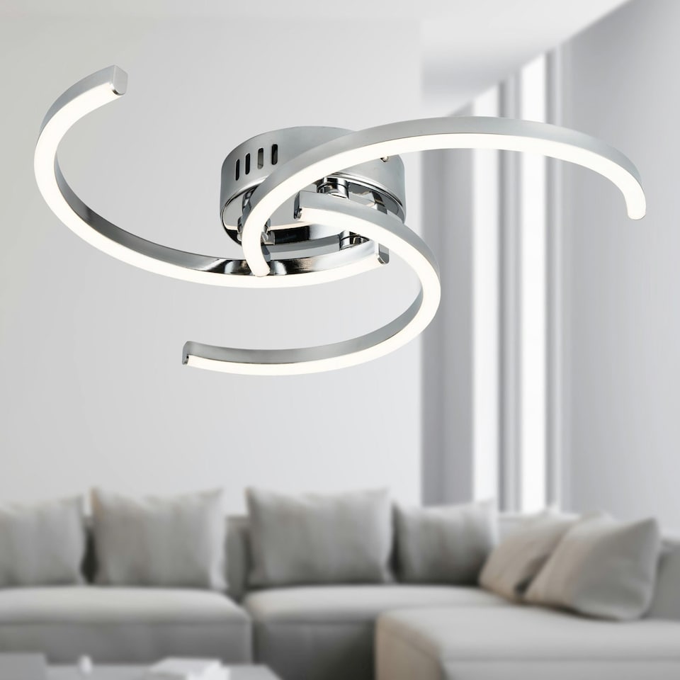 image 1 of First Choice Lighting Curve Chrome LED Flush Ceiling Light Chrome