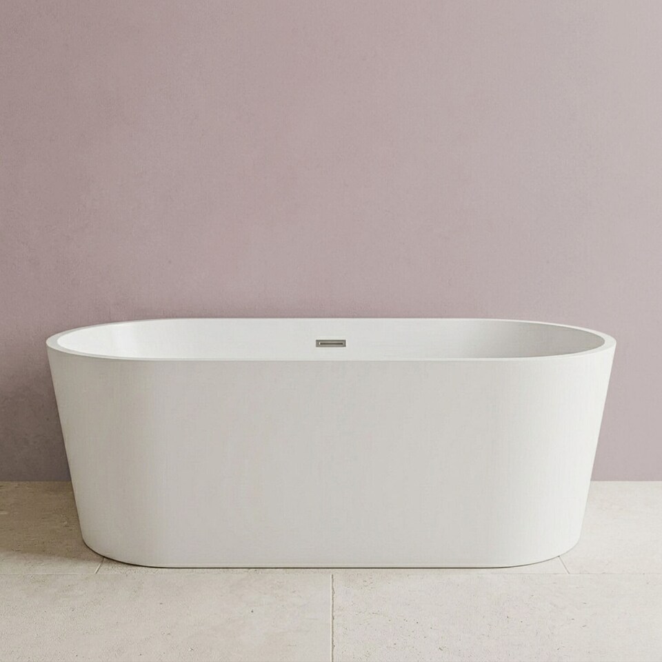 image 1 of Balterley Contemporary Rounded Rectangular Freestanding Bath: Modern Double-Ended Acrylic Bath | White | White | 1700 x 780 x 590mm