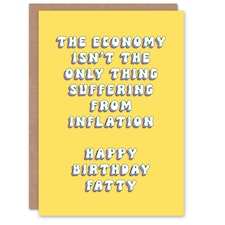 Inflation Suffering Fatty Mean Joke Woman Her Birthday Card